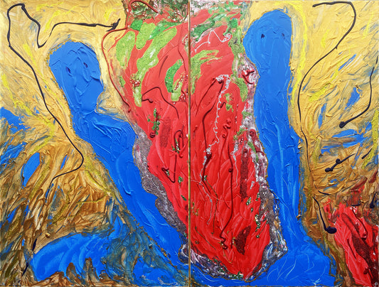 NATURE DANCES-OCEAN DANCE FOR LOVE. 2 Canvases 60.9 X 91.44 cm