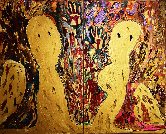 NATURE DANCES-DESERT DANCE FOR FAITH. 2 Canvases 24 x 36 in