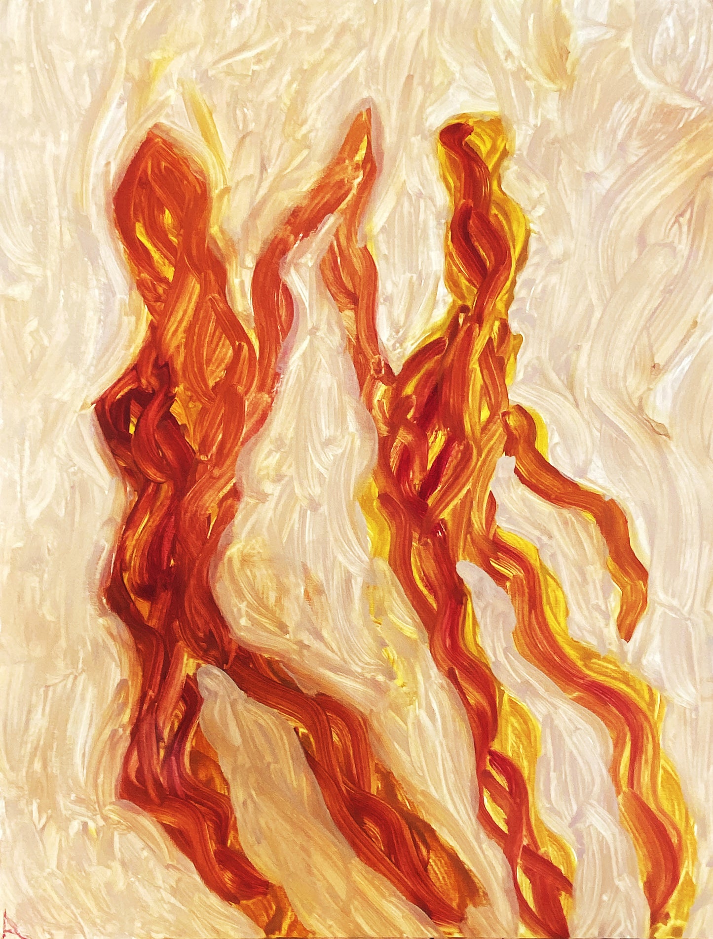 Alessandra Mattanza | DANCING TOGETHER, 23.4 x 33.1 in - Oil on Paper. An original work in oils on paper, abstract figures dance together.