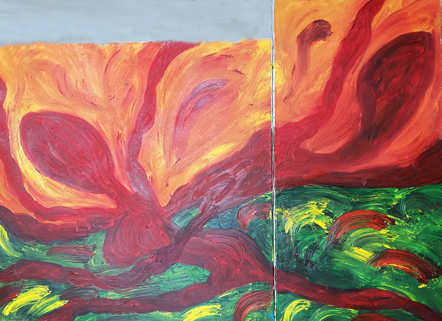 RUNNING TOGETHER, 69.1 cm × 69.8 cm in AND 39.9 × 79.8 cm