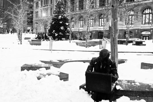 Alessandra Mattanza | ISOLATION, New York. Double Check is a 1982 sculpture by John Seward Johnson II, It sits on the corner of Liberty Street and Broadway. Available as an art print or photographic print on acrylic glass.