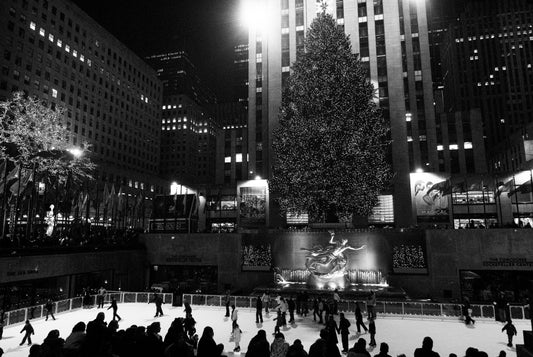 The Rink at New Yorks Rockefeller Center is the setting for this festive image.