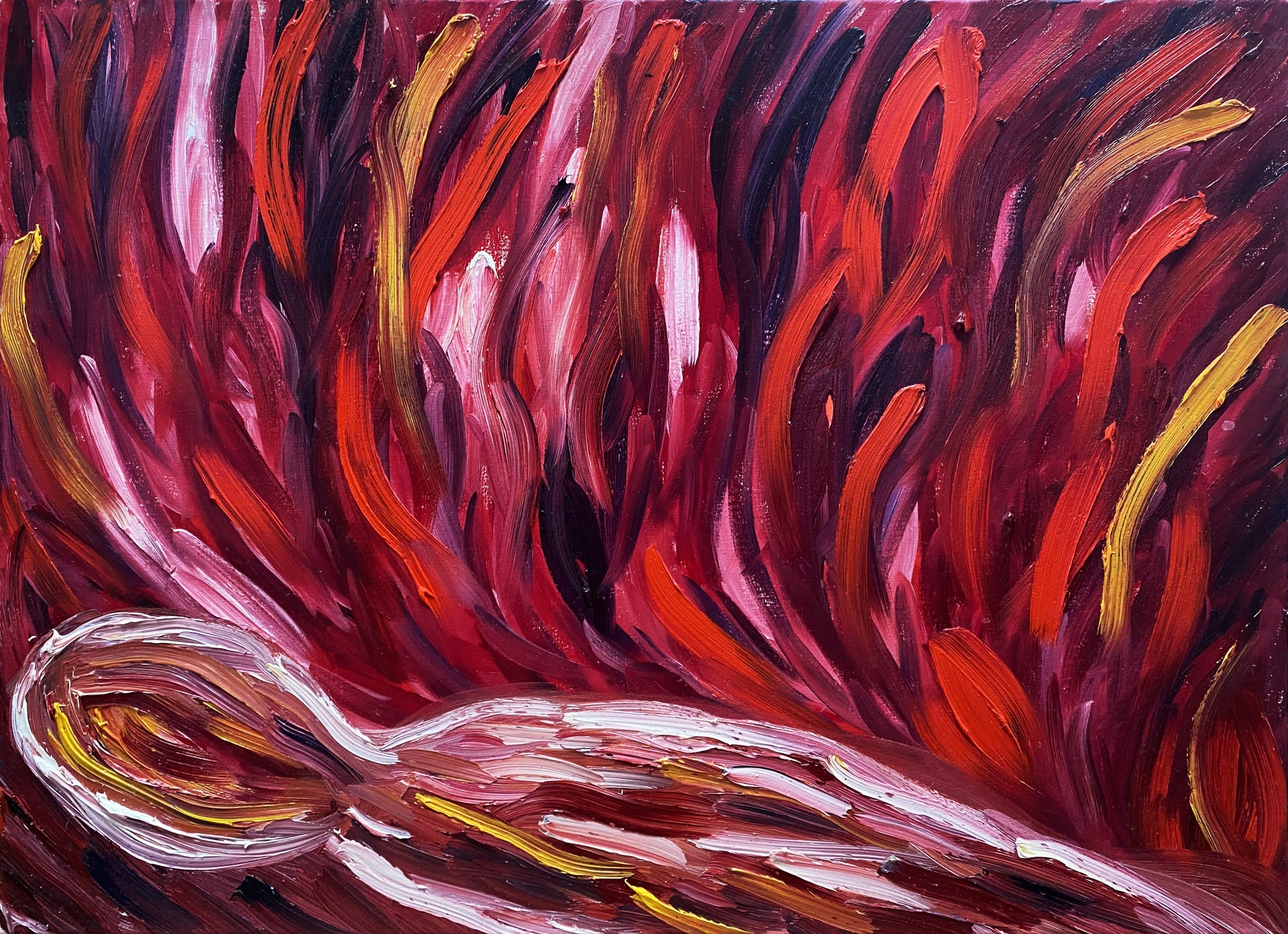 Alessandra Mattanza | FIRE, 19.6 x 27.5 in - Oil on Canvas.