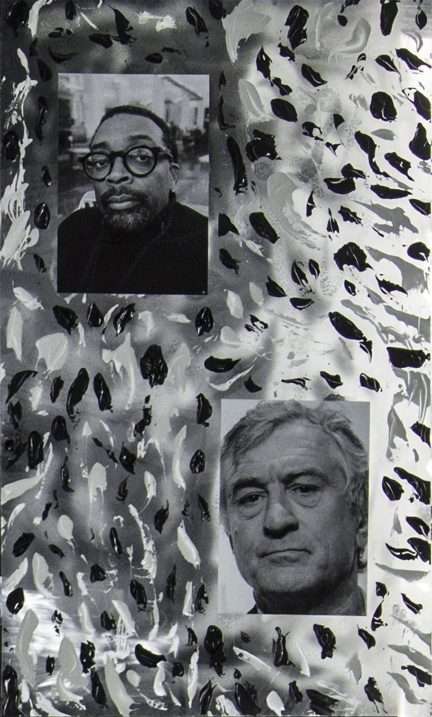 Photography (Robert De Niro and Spike Lee), acrylic, and knife on plexiglass, NEW YORK BLACK AND WHITE (2022)